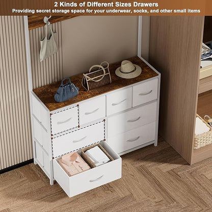YKVIQBY 8 Drawer Dresser with 6 Double Hooks, 68.9" Tall Closet Organizer and - Image 7