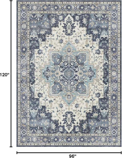 GENIMO 8x10 Area Rugs for Living Room, Machine Washable Non Slip Vintage Rugs - Image 2