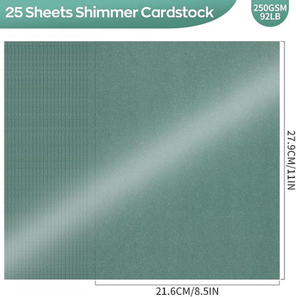 25 Sheets Green Shimmer Cardstock 8.5 x 11Inch Glitter Card Stock 92lb - Image 2