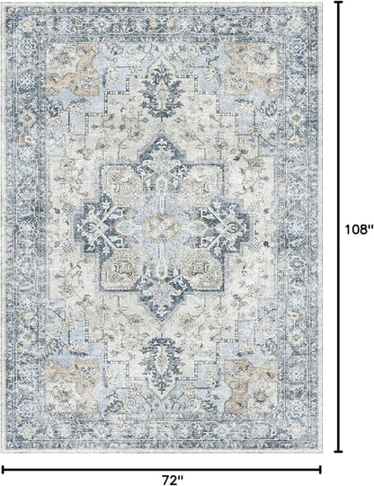GENIMO 6x9 Area Rugs for Living Room, Non Slip Machine Washable Rugs, Low Pile - Image 2