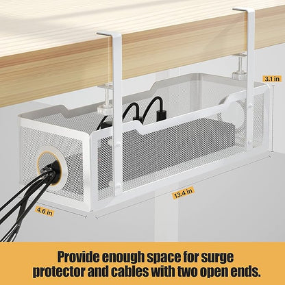 Under Desk Cable Management Tray White, Cinati Wire Organizers No Drill - Image 5