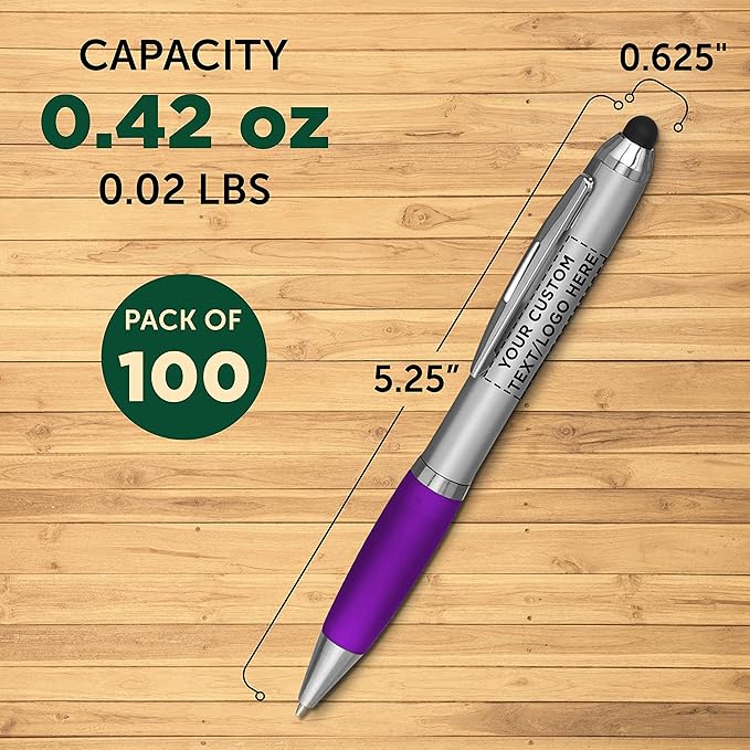 DISCOUNT PROMOS Custom Stylus Ballpoint Pens Set of 100, Personalized Bulk Pack - Image 5