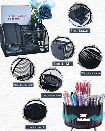 LXEVIHK 20Pcs Black Desk Organizers and Accessories - Image 2