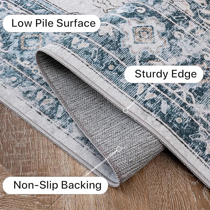 GENIMO 8x10 Area Rugs for Living Room, Machine Washable Non Slip Vintage Rugs - Image 6