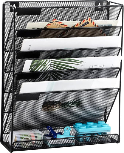 EASEPRES Desk File Organizer Mesh 6-Tier, Hanging Wall Mount Document by EASEPRES