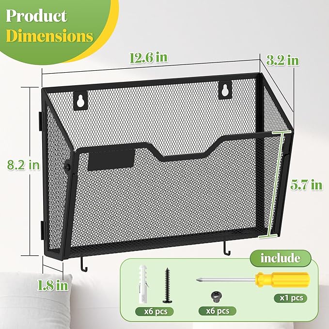 YINGHUA 3 Pack Mesh File Holders Wall Mounted - Image 2