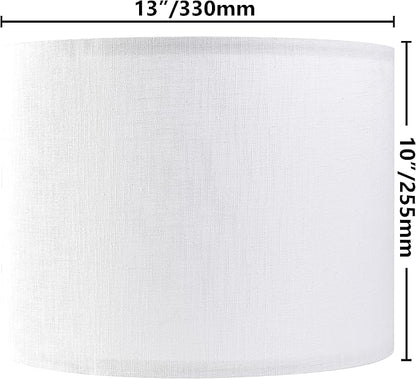 Set of 2 Pure White Linen Drum Lamp Shade 13" Top x 13" Bottom x 10" High - Image 2