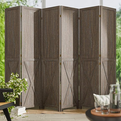 Cozy Castle Wood Room Divider, 6 Panels Folding Privacy Screen, 66.9'' Wall by CozyCastle