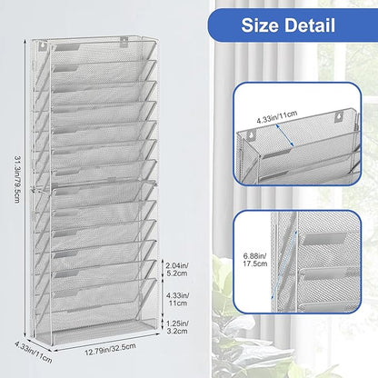 EasyPAG Wall File Holder 14 Tier Mesh Hanging Folder Organizer - Image 3