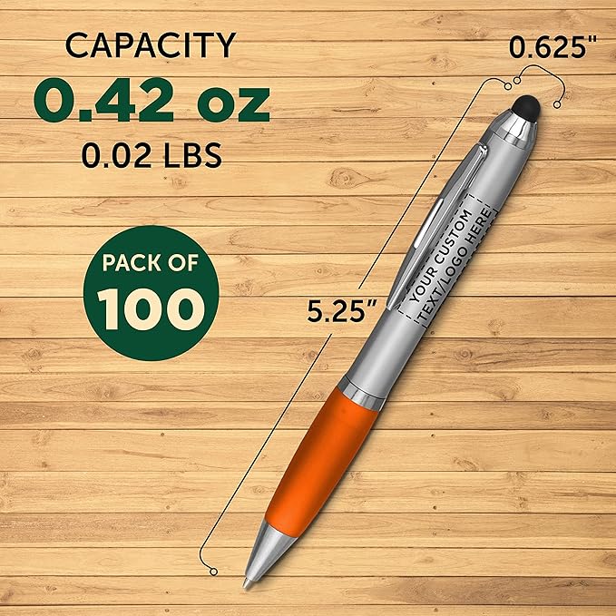 DISCOUNT PROMOS Custom Stylus Ballpoint Pens Set of 100, Personalized Bulk Pack - Image 5