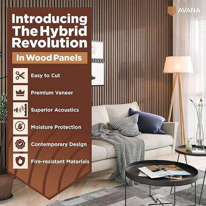 Avana Acoustic Wood Wall Panels – 94.4 x 12.6 Inch Smoke Walnut Acoustic Panels - Image 2