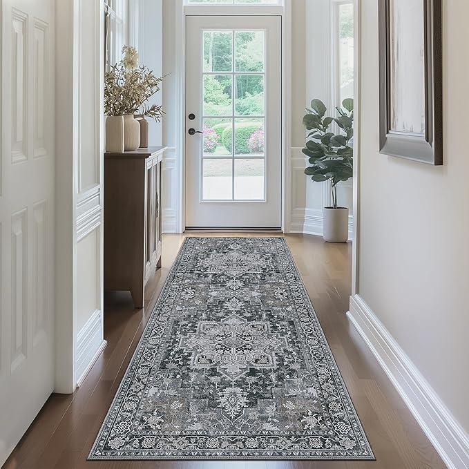 GENIMO 2'6''x10 Runner Rugs for Hallway, Machine Washable Non Slip Vintage Rugs - Image 2