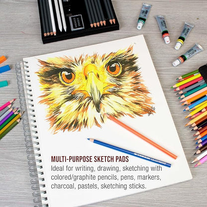 U.S. Art Supply 11"x14" Sketch Book Pad, 2 Pack, 60lb Spiral Bound - Image 5