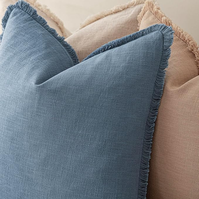 Foindtower Set of 2 Decorative Linen Fringe Lumbar Throw Pillow Covers Boho - Image 5