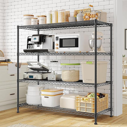 45 "W Metal Shelving Unit 4 Tier Storage Shelves Adjustable Wire Shelving Metal - Image 2