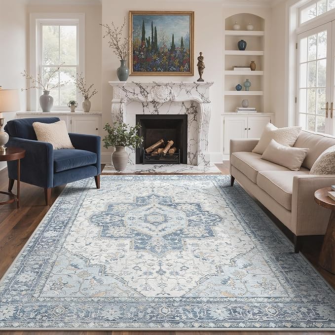 GENIMO 6x9 Area Rugs for Living Room, Machine Washable Non Slip Vintage Rugs by GENIMO