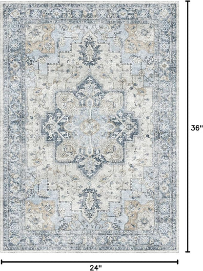 GENIMO Area Rug 2x3 Doormat, Machine Washable Low Pile Vintage Rugs, Small - Image 2