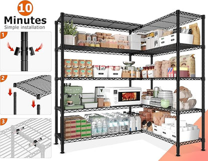 REIBII 1600LBS Storage Shelves 69.8''W Metal Shelving 5 Tier Wire Shelving Unit - Image 8