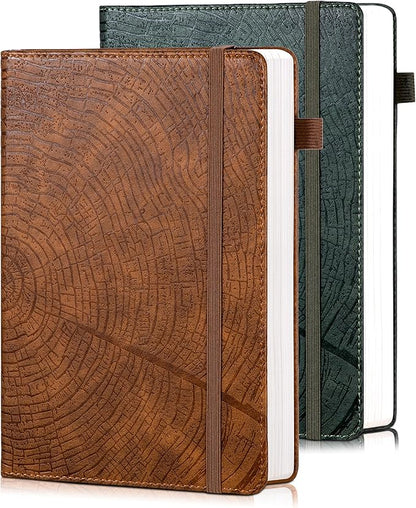 CAGIE Lined Journal for Men Women, Tree Growth Ring Leather Bound Journal by CAGIE