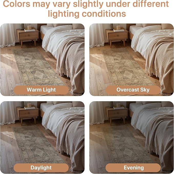 GENIMO Runner Rug 2x5 Non Slip Machine Washable Hallway Runner Vintage Rug - Image 8
