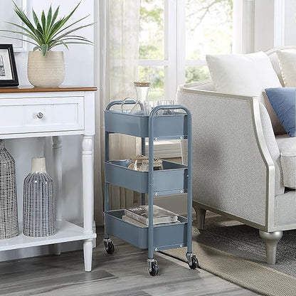 SunnyPoint 3-Tier Delicate Compact Rolling Metal Storage Organizer - Image 3