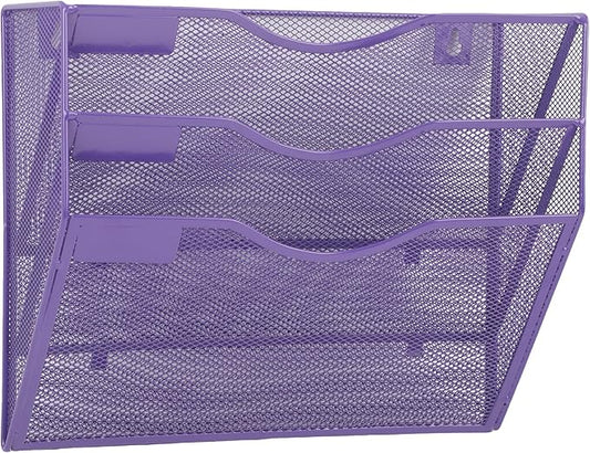 EASEPRES 3 Pocket Mesh Hanging Wall File Organizer, Wall Mounted Mail Paper by EASEPRES
