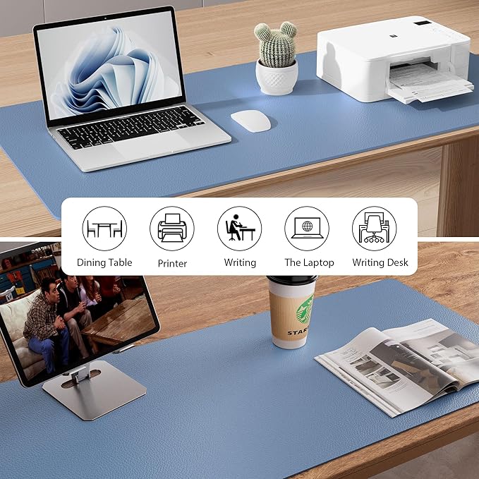 Aothia Leather Desk Pad Protector, Mouse Pad, Office Desk Mat, Non-Slip PU - Image 5