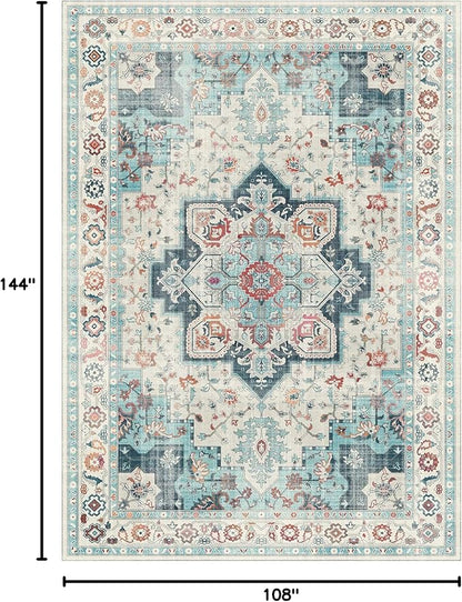 GENIMO 9x12 Area Rugs for Living Room, Machine Washable Non Slip Rugs, Low Pile - Image 2