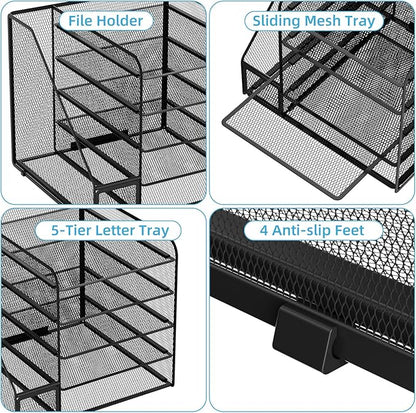 Marbrasse Desk Organizers and Accessories, 5-Tier Paper Letter Tray Organizer - Image 4