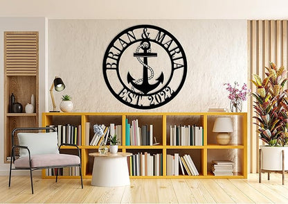 Personalized Nautical Decor, Custom Metal Sign, Anchor Family Name Sign - Image 3