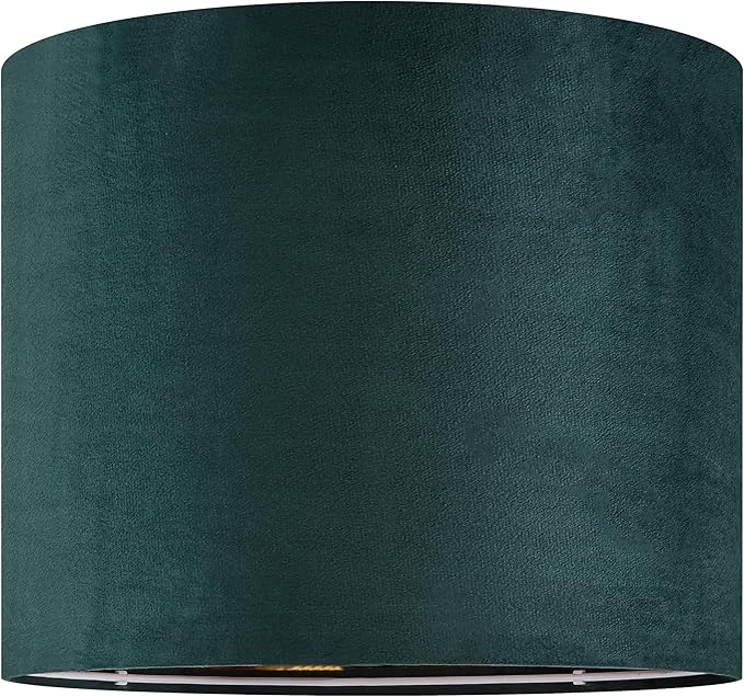 GO&SO Green Velvet Medium Lamp Shades Drum Lamp Shades 13" Top x 13" Bottom x - Image 8