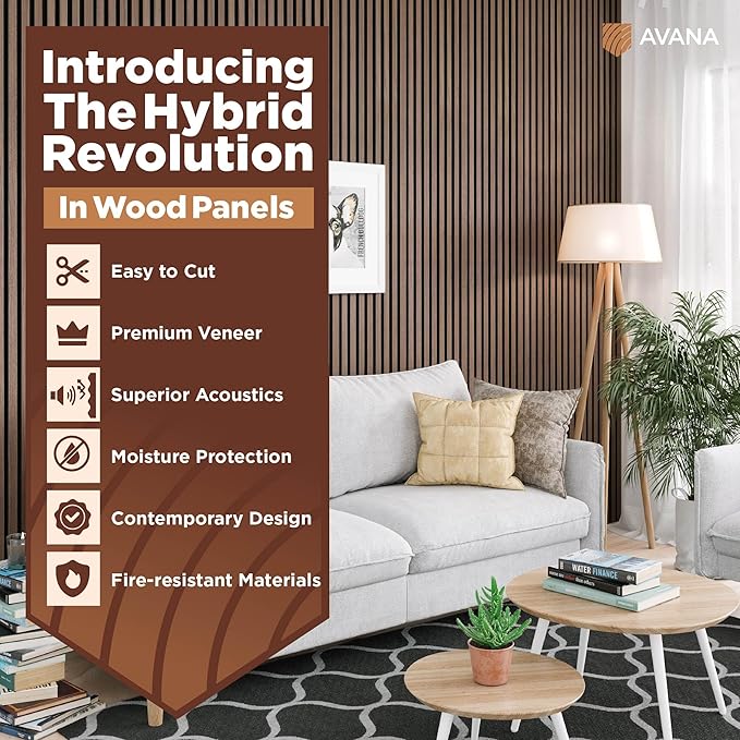 Avana Modern Acoustic Wood Wall Panels – 94.4 x 12.6 Inch Walnut Acoustic - Image 2