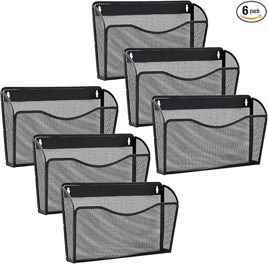 Gawerk 6 Pack Wall File Organizer, Mesh Hanging Metal Vertical Wall Mounted by Gawerk