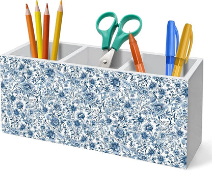 HUKINE Blue and White Chinoiserie Floral Pen Holder by Unknown