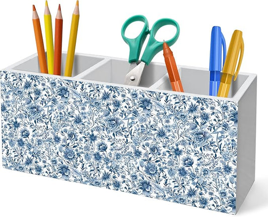 HUKINE Blue and White Chinoiserie Floral Pen Holder by Unknown