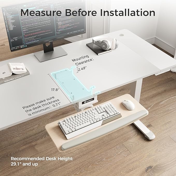 EUREKA ERGONOMIC Keyboard Tray Height Adjustable, Swivel Tilt Computer Keyboard - Image 3