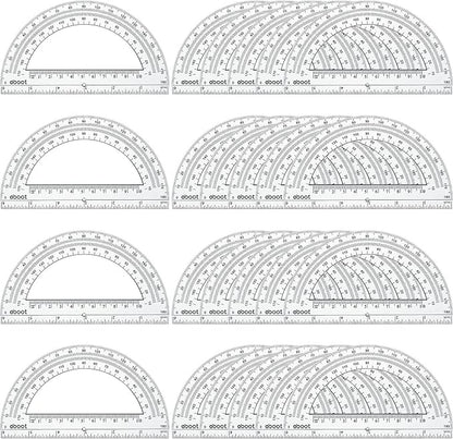 EBOOT 24 Pack Plastic Protractors Math Protractor 180 Degrees 6 Inch by eBoot