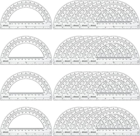 EBOOT 24 Pack Plastic Protractors Math Protractor 180 Degrees 6 Inch by eBoot