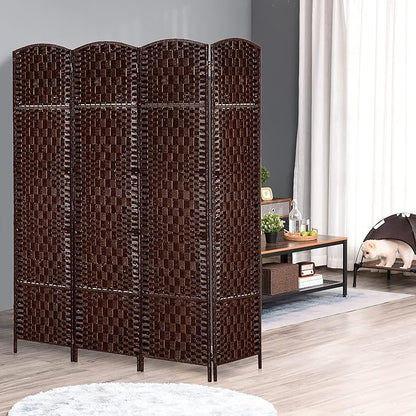 HOMCOM Room Divider, 4 Panel Folding Privacy Screen, 6FT Tall Portable Wicker - Image 2