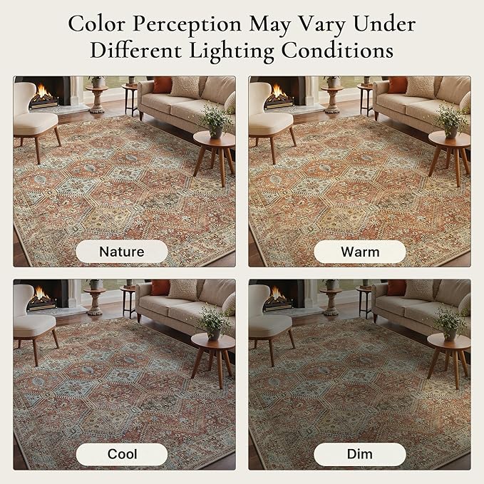 GENIMO 6x9 Area Rugs for Living Room, Machine Washable Non Slip Rugs, Low Pile - Image 8