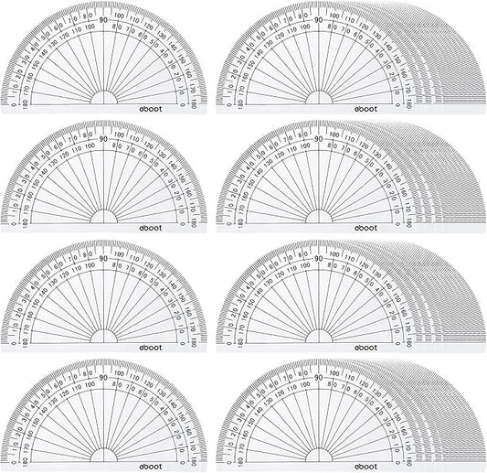 EBOOT 25 Pcs Math Protractors Plastic Protractor 180 Degrees, 4 Inches by eBoot