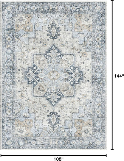GENIMO 9x12 Area Rugs for Living Room, Machine Washable Non Slip Vintage Rugs - Image 2