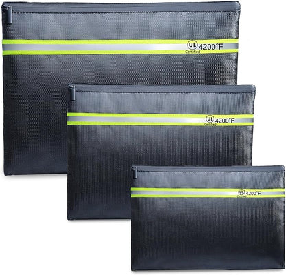 Fireproof Document Bag – 3 Pack Fireproof & Water- proof Document Organizer | by FRECOLSH