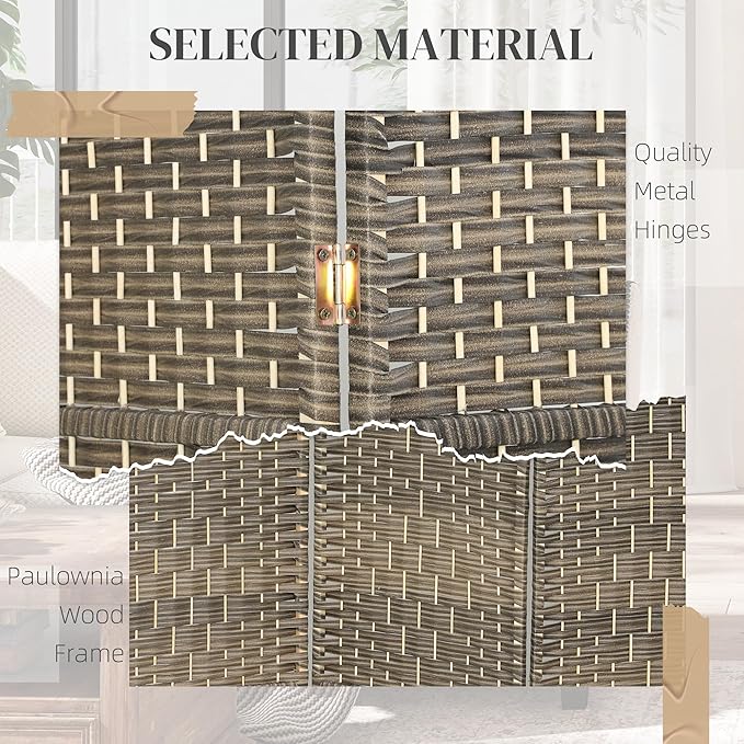 HOMCOM 3 Panel Room Divider, Hand-Woven Freestanding Wall Partition - Image 5