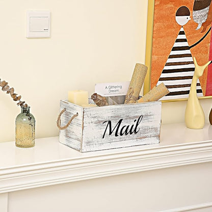 HoreZer Wood Mail Holder Box, Decorative Mail Organizer Box Countertop - Image 8