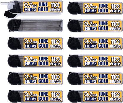 June Gold 1320 Pieces, 0.7 mm HB #2 Lead Refills, 12 Dispensers, 110 Pieces Per by JuneGold