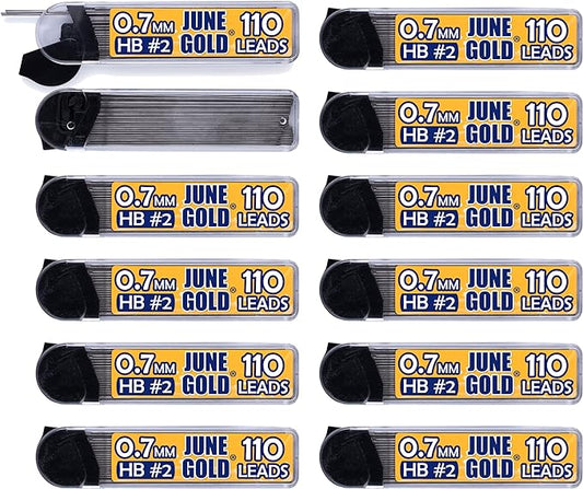 June Gold 1320 Pieces, 0.7 mm HB #2 Lead Refills, 12 Dispensers, 110 Pieces Per by JuneGold