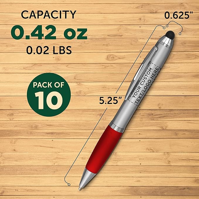 DISCOUNT PROMOS Custom Stylus Ballpoint Pens Set of 10, Personalized Bulk Pack - Image 5