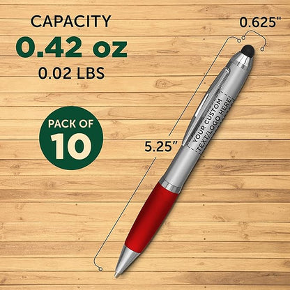 DISCOUNT PROMOS Custom Stylus Ballpoint Pens Set of 10, Personalized Bulk Pack - Image 5