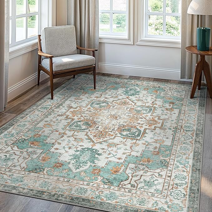 GENIMO 9x12 Area Rugs for Living Room, Machine Washable Non Slip Vintage Rugs - Image 2